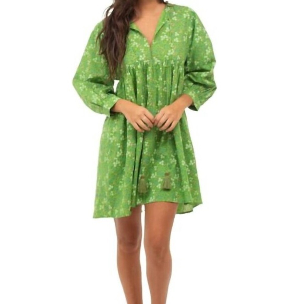 BEAU & RO Murray Mini Babydoll Cottagecore Dress In Green Petite Floral SZ S